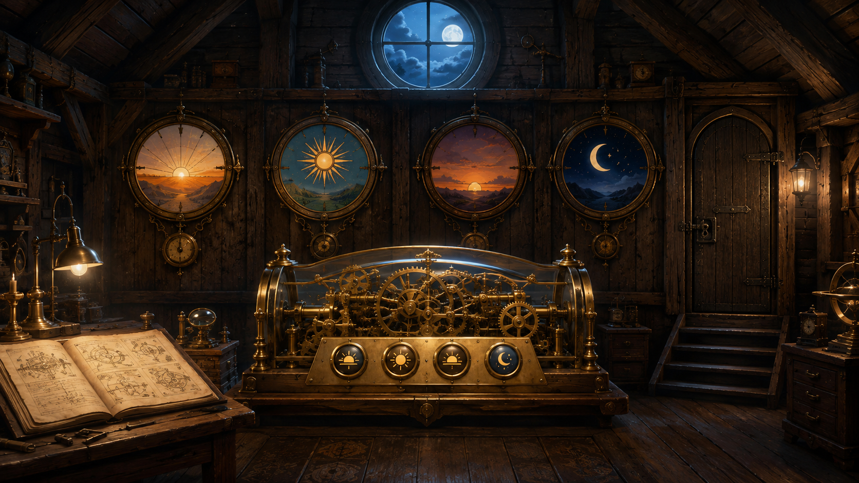 The Clockmaker's Attic escape room scene